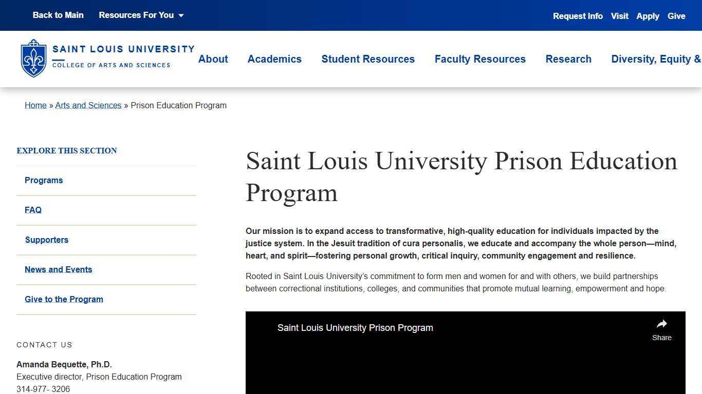 Prison Education Program : SLU - Saint Louis University